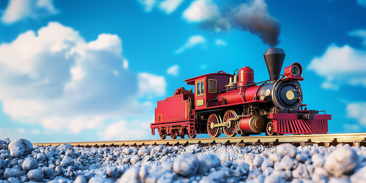 train with defocused background of blue sky 