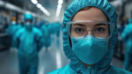 Focused technician in a cleanroom