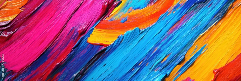 Aufkleber vibrant artistic background showcasing bold paintbrush strokes in contrasting colors celebrating cre