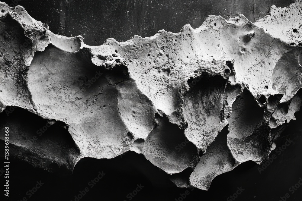 Aufkleber Monochrome Abstract Texture with Rough Surface a Detailed Macro Shot Captures Intricate Patterns and Organic Structures Against a Dark Backdrop an Artistic and Decorative Wall Element