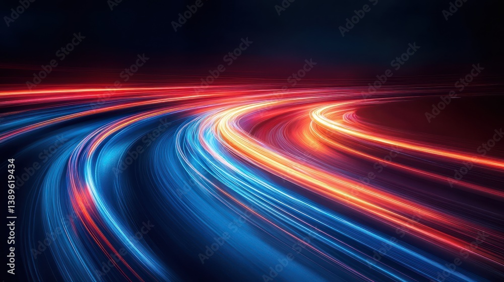 Poster dynamic light trails create a sense of acceleration and high speed motion