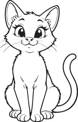 Obraz premium Cute Cartoon Cat Sitting - Vector Animal Illustration