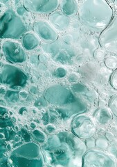 Turquoise Bubbles and Foams Texture Abstract Water Surface with Transparent Circles Clean Backdrop and Liquid Details in Macro Photography