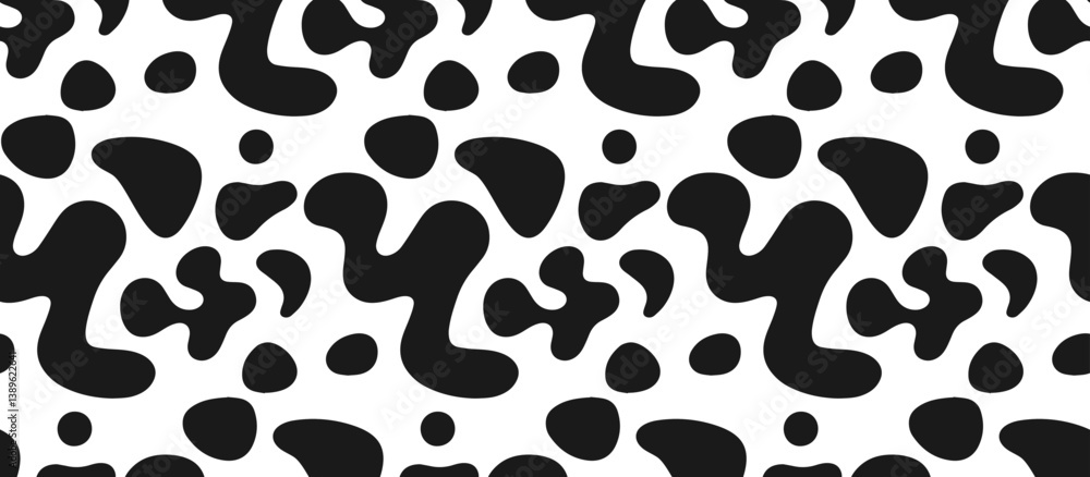 Poster seamless black and white abstract blob pattern modern organic design .