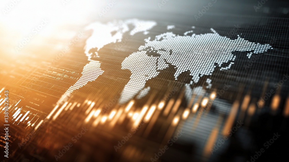 Aufkleber abstract business background with world map and digital elements