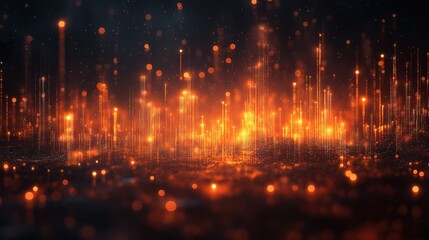 Glowing candlestick graph in gold and black tones, symbolizing dynamic financial trends and market energy.