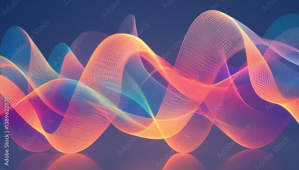 Poster vibrant abstract wave of orange and blue particles on dark background for modern dynamic design art 
