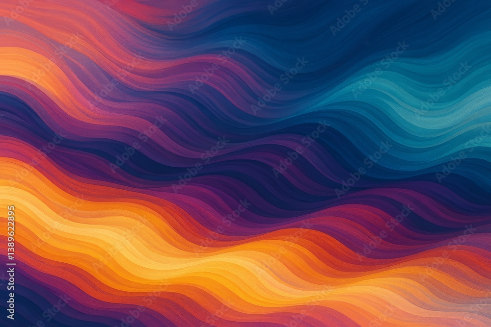 Poster colorful waves of abstract art creating a vibrant visual experience in modern design