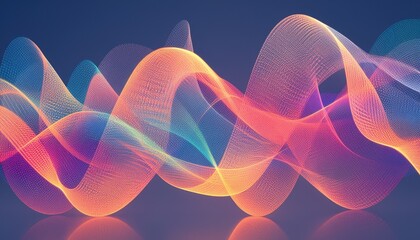 Vibrant Abstract Wave of Orange and Blue Particles on Dark Background for Modern Dynamic Design Art and Futuristic Motion