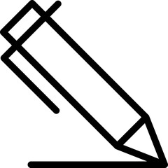 Bold black line art pen icon writing on white background. Perfect for websites, apps, or any design needing a simple writing or editing symbol.  Clean, modern style for a professional look.
