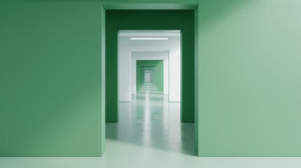 Obraz premium Minimalist Green Corridor