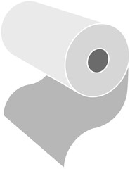 Clean, minimalist illustration of a roll of paper against a light blue background.
