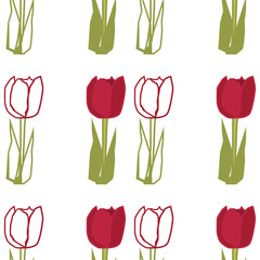 tulips floral background. Vector flower pattern