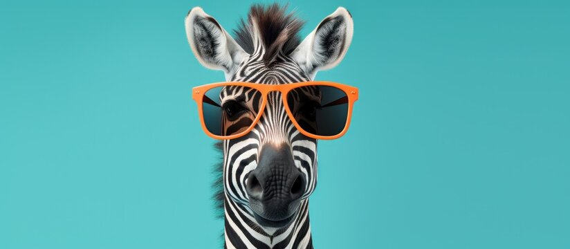 Fashionable zebra animal with stylist yellow glasses. AI generated image