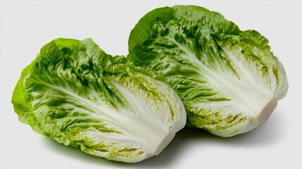 Isolated vector of romaine lettuce cut in half, clean outline and soft shadows, food graphic
