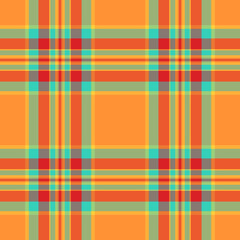 Vibrant orange plaid pattern, perfect for textile design, website backgrounds, or fashion projects. This cheerful, geometric design evokes feelings of warmth and optimism.