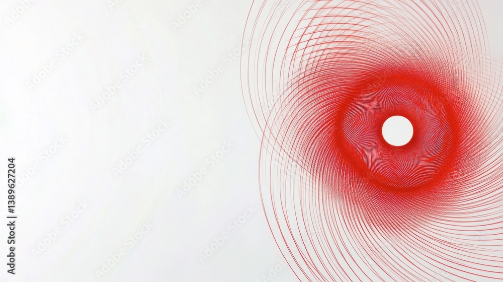 Poster abstract red spiral design with white background and smooth curves