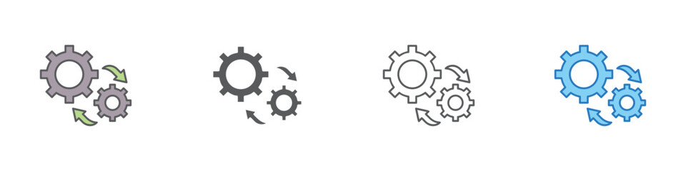 Process Icon Set Multiple Style Vector Collection