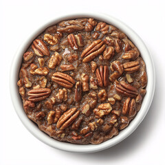 Obraz premium Pecan Pie Cheesecake Delight, Rich Layered Dessert with Creamy Filling and Crunchy Nut Topping