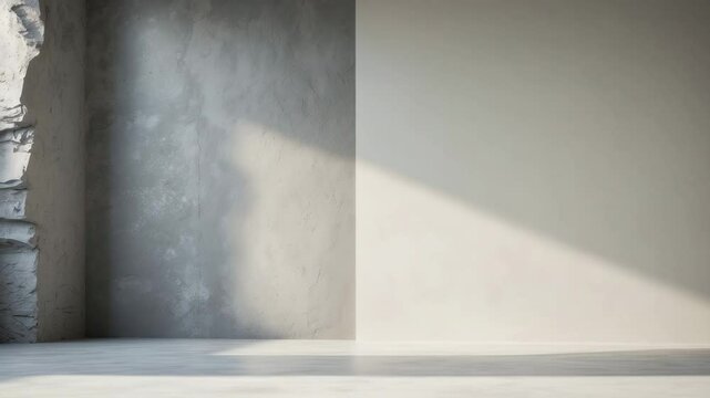 Empty gray interior showcasing a concrete wall and plaster background.