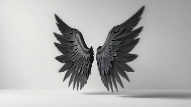 isolated pairs of black devil wings with a clipping path