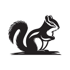 Chipmunk Silhouette - Illustration Of Chipmunk - Minimalist Chipmunk Vector.