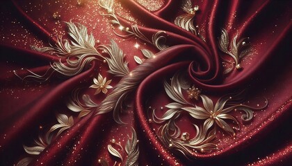 Burgundy Background with Luxury Satin Fabric Glitter elegance wi