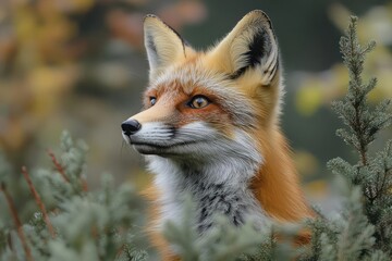 Obraz premium Red fox in autumnal forest
