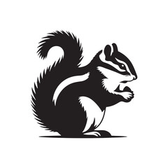 Chipmunk Silhouette - Illustration Of Chipmunk - Minimalist Chipmunk Vector.