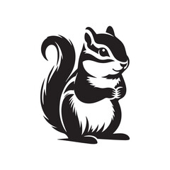 Chipmunk Silhouette - Illustration Of Chipmunk - Minimalist Chipmunk Vector.