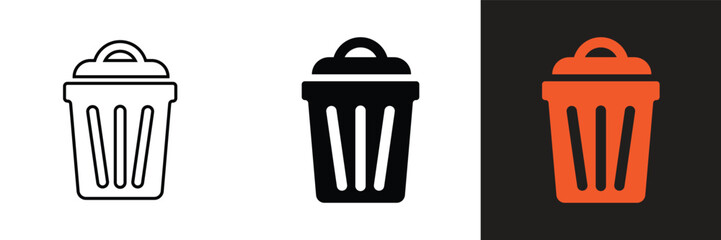 Trash can. Isolated vector icon. Isolated element of black vector trash can sign icon. Office, school, shopping, web and business logo icon.