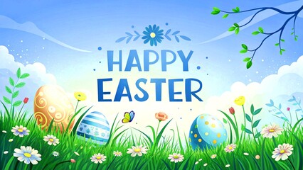 easter eggs on grass