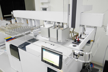 Mass detector coupled with GC-MS - Gas Chromatography. Analytical laboratory.	