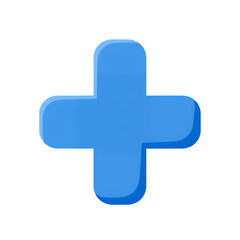 Fototapeta premium A vibrant blue plus symbol, isolated on white and transparent background, concept for medical, app icon, and positive thinking