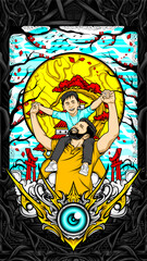 japanese illustration for t shirt design