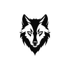 black and white vector silhouette of a snarling wolf head showing teeth and fierce eyes on a white background