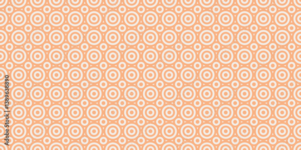Poster seamless orange geometric background with concentric circles, retro circular pattern, modern vector 