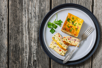 Baked Denver Omelette on a plate with fork