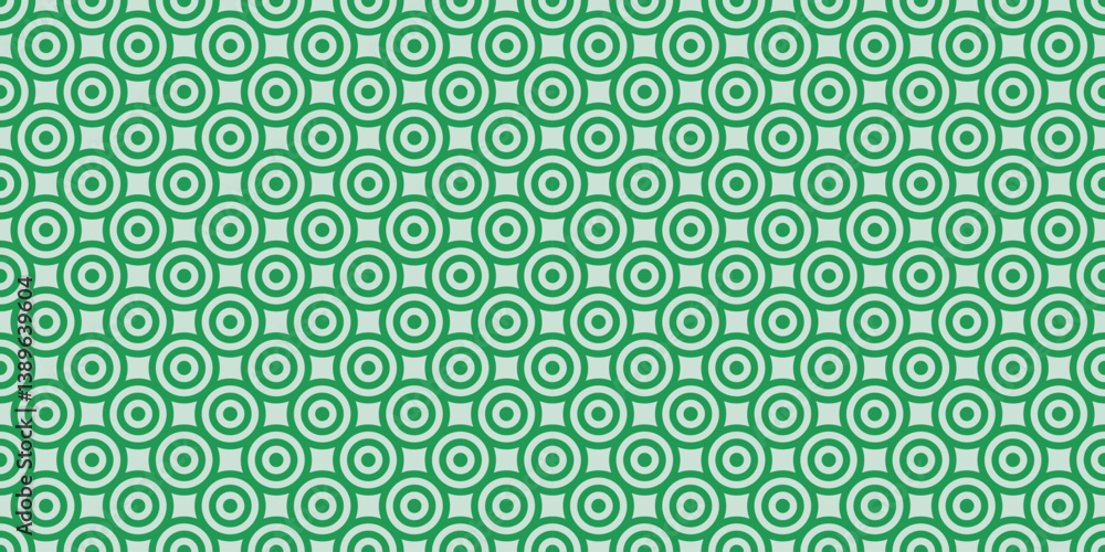 Poster seamless green geometric pattern with repeating concentric circles and star shapes for textiles wall