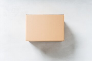 Minimalist design showcases simple peach box casting soft shadow