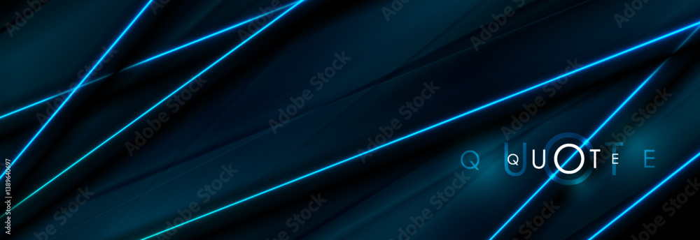Poster Blue modern abstract futuristic background with glowing neon lines. Technology geometric vector banner design