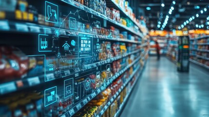 Smart retail environment showcasing modern digital technology integration