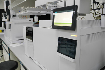 Mass detector coupled with GC-MS - Gas Chromatography. Analytical laboratory.	