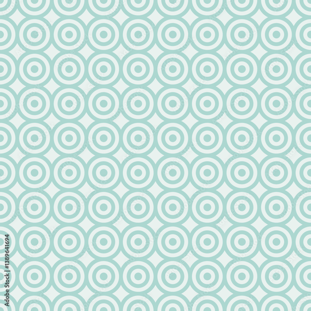 Poster mint green geometric seamless pattern with concentric circles and diamonds modern abstract soft back