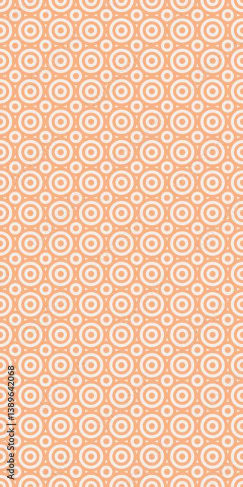 Poster vertical seamless orange geometric background with concentric circles, retro circular pattern, moder