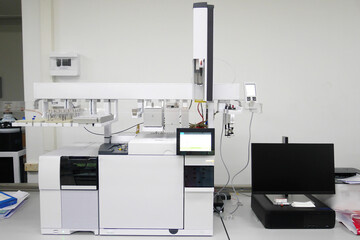 Mass detector coupled with GC-MS - Gas Chromatography. Analytical laboratory.	