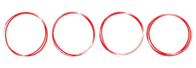 Red circle brush stroke vector isolated on white background. Red circle brush stroke. For stamp, seal, ink and paintbrush design template. Design eps 10