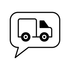 Chat bubble with a small truck inside