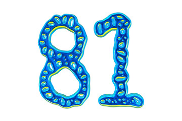 3d Blue Number 81 For Math And Business Concept