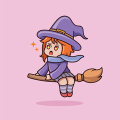 Witch rides a broomstick.